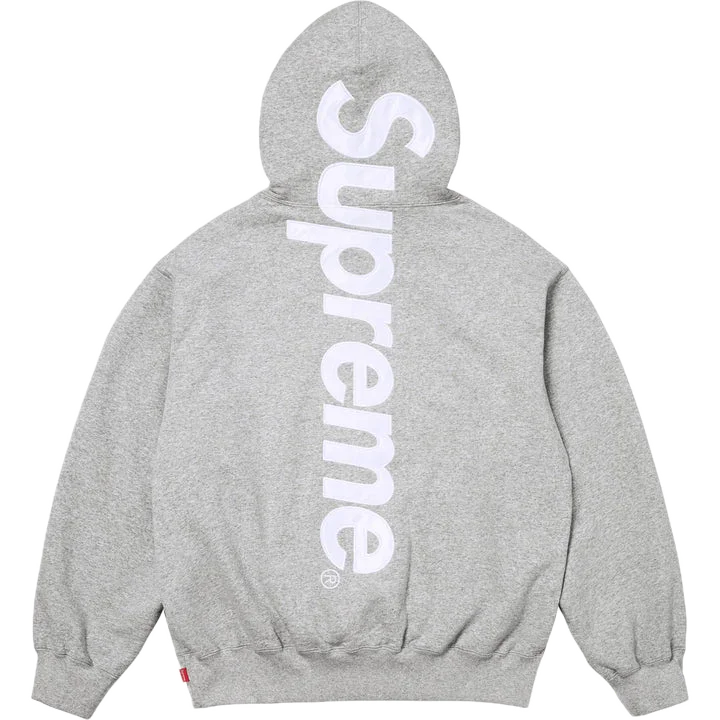 Supreme Satin Applique Hooded Sweatshirt FW25 Heather Grey