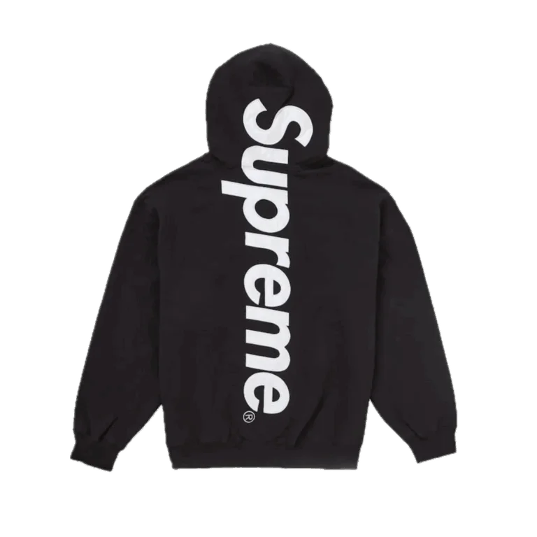 Supreme Satin Applique Hooded Sweatshirt FW25 Black