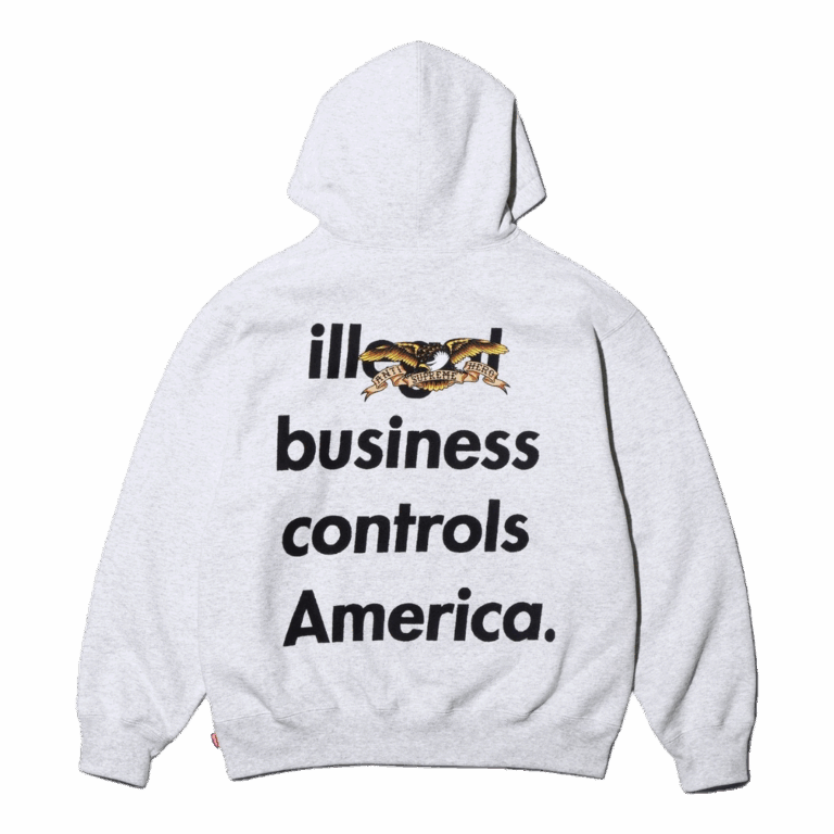Supreme Illegal Business Controls America Hoodie Grey