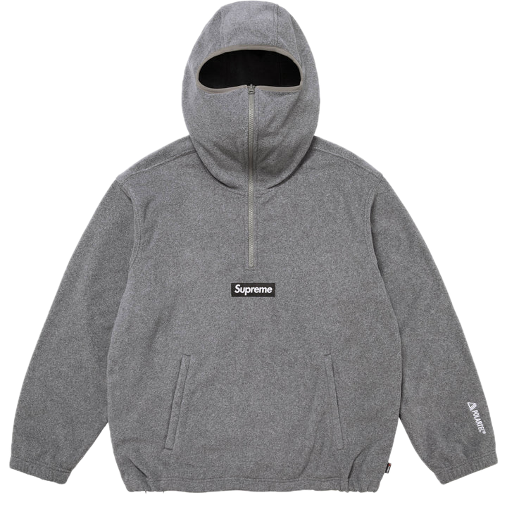 Supreme Polartec Face Mask Half Zip Hooded Sweatshirt Grey