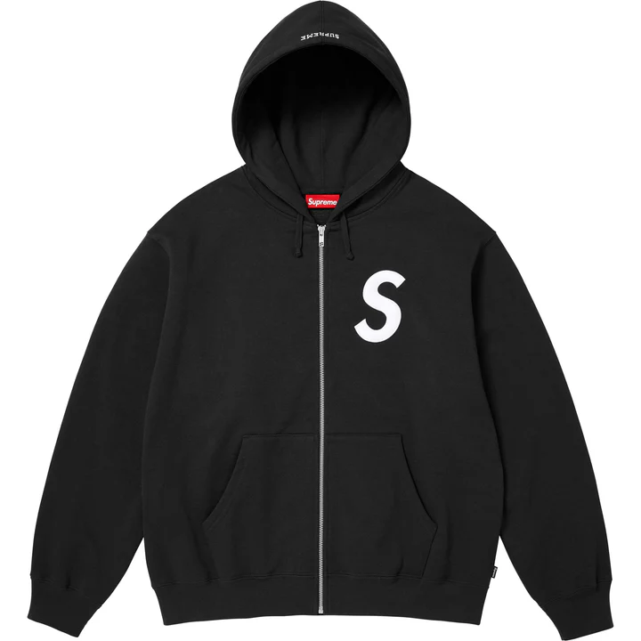 Supreme S Logo Zip Up Hooded Sweatshirt Black
