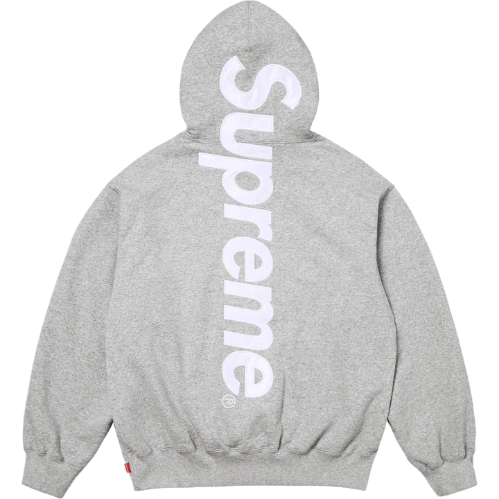 Supreme Satin Applique Hooded Sweatshirt FW25 Heather Grey