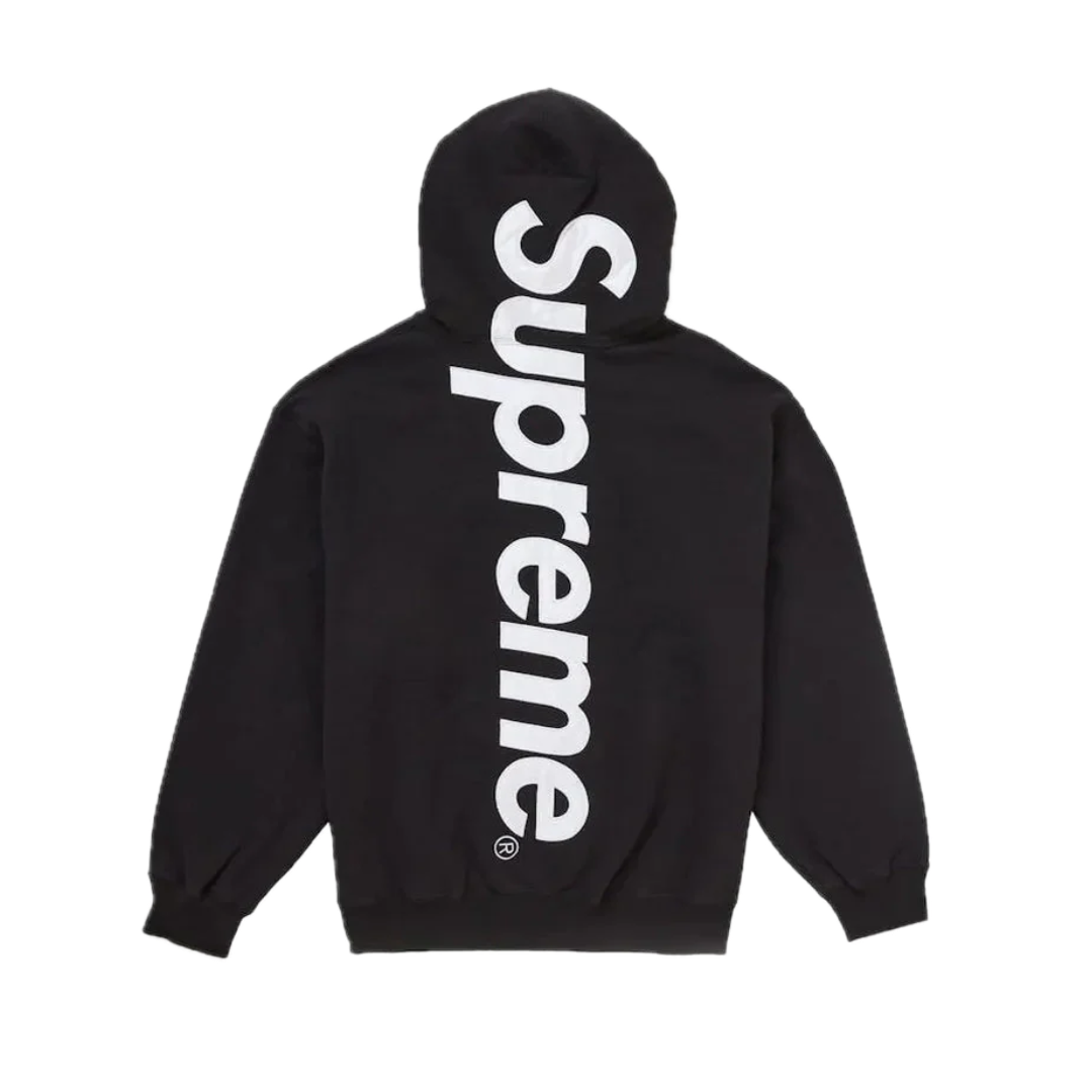 Supreme Satin Applique Hooded Sweatshirt FW25 Black