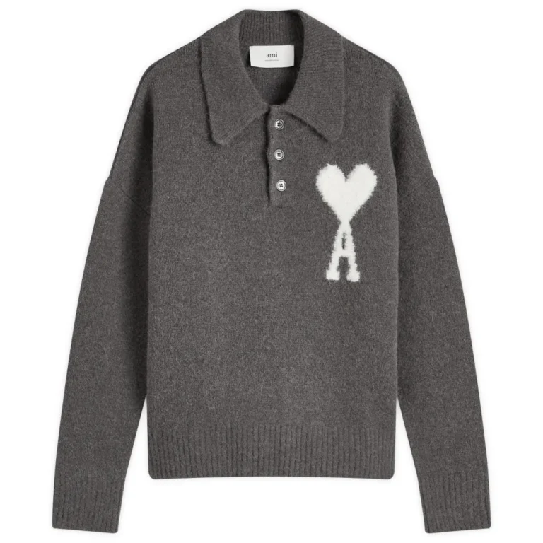 AMI Paris Large Heart Knitted Polo