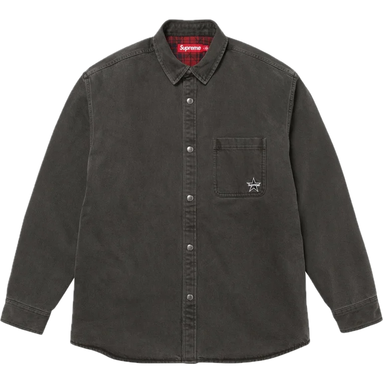 Supreme Quilted Lined Denim Snap Shirt Black